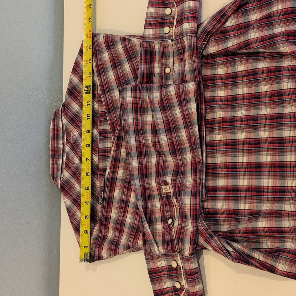 Scotch & Soda Men's Medium Western Long Sleeve Snap Button Down Plaid Shirt - Picture 15 of 16